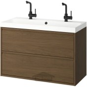 تصویر روشویی با کشو/روشویی/شیرآلات ایکیا مدل IKEA ÄNGSJÖN / BACKSJÖN رنگ اثر بلوط قهوه ای 