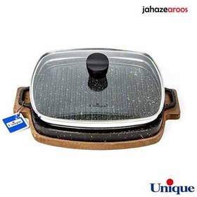 تصویر تابه گریل چدن مربعی 6017 یونیک square cast iron grill pan 6017 unique