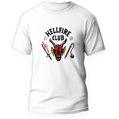 تصویر تی شرت سفید هل فایر کلاب سریال استرنجر تینگز 