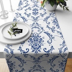 تصویر رانر قلم آبی طرح داماس کلاسیک 