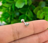 تصویر پیرسینگ گوش قلب نقره ایی تمام استیل کد240102 