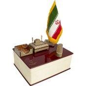 تصویر ست مدیریتی رومیزی خاتم با جعبه چوب و چرم 