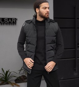 تصویر پافر کلاهدار مردانه مشکی شیک 