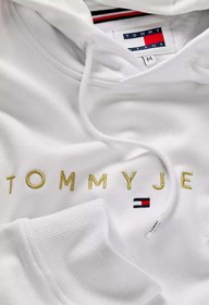 تصویر سویشرت اورجینال برند Tommy hilfiger مدل Erkek Altın Yazı Kapüşonlu Sweatshirt کد 881662419 