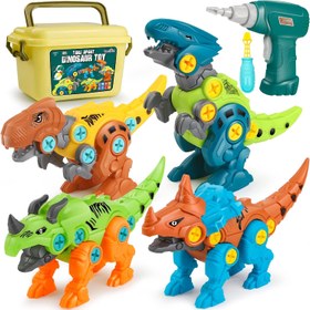 تصویر ست اسباب بازی های دایناسور با جعبه مته برقی Dreamon Dreamon Take Apart Dinosaur Toys for Kids 5-7 - Dino Building Toy Set for Boys and Girls with Electric Drill Storage Box - Construction Play Kit Stem Learning Gifts for Kids