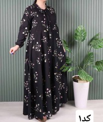 تصویر پیراهن کلوش فلور جنس کرپ سایز ۷۰۶۳ 