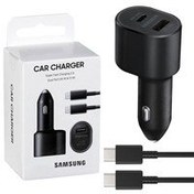 تصویر شارژر فندکی اصلی سامسونگ 45 وات همراه با کابل تایپ سی Samsung Super Fast Dual Car Charger (45W+15W) 