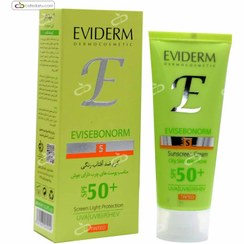 تصویر کرم ضد آفتاب رنگی اوی سبونورم مناسب پوست چرب دارای جوش Evisebonorm Tinted Sunscreen Cream SPF50 Eviderm 