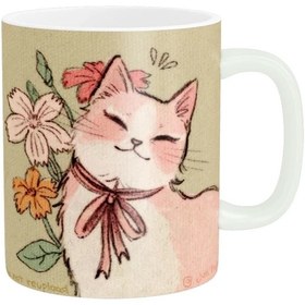 تصویر ماگ سرامیکی طرح گربه کیوت و فانتزی کد619 