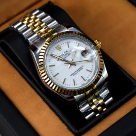 تصویر ساعت مچی مردانه رولکس مدل 905M دورنگ طلایی صفحه سفید 