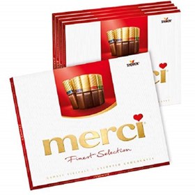 تصویر شکلات کادویی مرسی قهوه ای 4 طعم تلخ merci(250 گرمی) ا merci merci