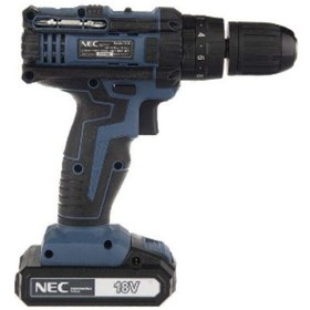 تصویر دریل شارژی چکشی ان ای سی مدل 1618 با باتری لیتیوم ۱۸ ولت 