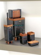 تصویر ست بهداشتی اطلس مربع مشکی طرح چوب 