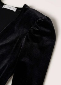 تصویر پیراهن مجلسی مخملی برند مانگو ا MANGO Women's Black Short Velvet Dress MANGO Women's Black Short Velvet Dress