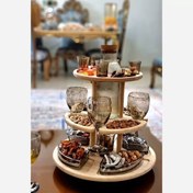 تصویر سینی پذیرایی ساتیار سه طبقه با ۶ عدد جام و شات 