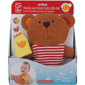 تصویر ست لیف کودک 0200 TEDDY AND DUCK BATH MITT SET hape 