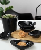 تصویر کاسه مشکی سس کوکی موج سیاه 12 سانتی متر 6 قطعه Keramika 