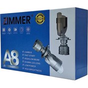 تصویر هدلایت لنزدار دو رنگ A8 ZIMMER پایه H4 دو لنز سفید زرد 