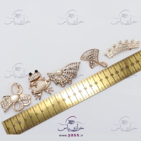 تصویر پک 5 عددی مارک فلزی طلایی نگین دار (5 عددی) 