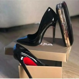 تصویر کفش مجلسی زنانه مدل استیلتو رنگ مشکی ارتفاع پاشنه ۱۰ سانت 