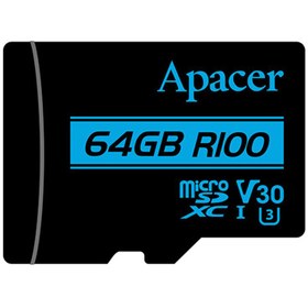 تصویر رم میکرو 64 گیگ اپیسر Apacer Rioo A1 V30 U3 C10 100MB/s + خشاب 