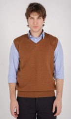 تصویر ژیله بافت بدون آستین یقه هفت ساده مردانه 