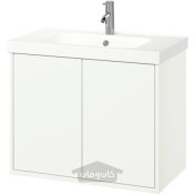 تصویر دستشویی/ روشویی/ شیر آب با درب ایکیا مدل IKEA HAVBÄCK / ORRSJÖN رنگ سفید 