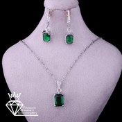 تصویر نیم ست نقره زنانه زمرداتمی کد653 