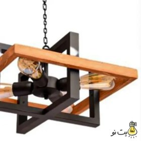 تصویر لوستر مدرن چوبی ۴ شعله 