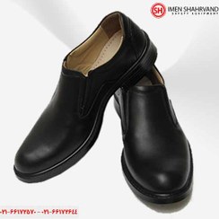 تصویر کفش تمام چرم مردانه فرزین مدل فدرال شیرانک بدون بند کد 7560 ا Farzin men's leather shoes, federal model Farzin men's leather shoes, federal model