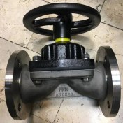 تصویر شیر دیافراگمی استیل فلنجدار کلاس PN16 سایز 8 اینچ Stainless steel flanged diaphragm valve, PN16, size 8 inch