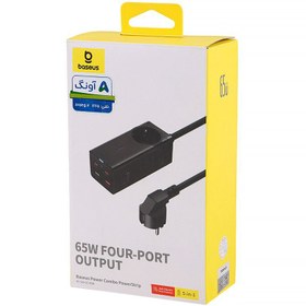 تصویر چند راهی 1 خانه برق باسئوس Power Combo Powerstrip PSZM000901 با کابل 1.5 متری + شارژر USB و Type-C 