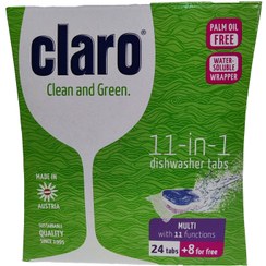 تصویر قرص ظرفشویی کلارو مدل 11in1 بسته 32 عددی Claro 11in1 Dishwasher Tablets Pack Of 32