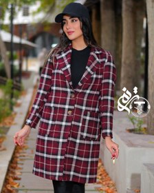 تصویر پالتو چهارخونه پارچه ترک مدل مارال 7075 کپی - سایز Maral 7075 Turkish fabric checkered coat