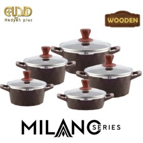 تصویر سرویس قابلمه ۱۰پارچه گرانیتی مارک زیو ترکیه مدل MILANO Z: 7180 10-piece granite pot set, Mark Ziv, Türkiye, MILANO Z model: 7180