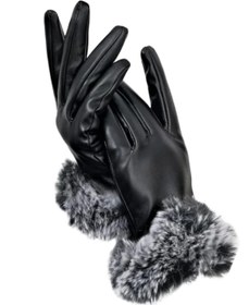 تصویر دستکش خزدار چرم Leather gloves