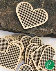 تصویر پیکسل شماره دوزی چوبی طرح قلب (جاسوئیچی و آویز کیف) 