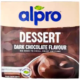 تصویر دسر بلژیکی سویا آلپرو Alpro Soja Dessert Dark Chocolate با طعم شکلات تلخ بسته 4 عددی 