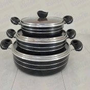 تصویر سرویس تابه گرانیتی ساده آجری 6 پارچه طرح چدن 