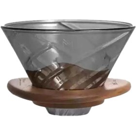 تصویر دریپر v60 پیرکس با پایه چوبی MUVNA MUVNA Glass Series V60 Coffee Filter Dripper