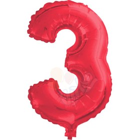 تصویر عدد فویلی سه قرمز 