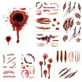 تصویر کیت زخم مصنوعی گریم 10 Different Sheets of Bleeding Wound, Scar Blood Long Lasting Body Art 