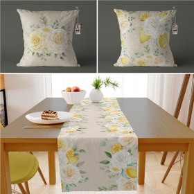 تصویر ست کوسن و رانر کد S241 گلدار