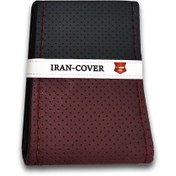 تصویر روکش فرمان خودرو چرم مشکی و زرشکی دوختنی 