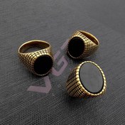 تصویر انگشتر مردانه استیل کیفیت عالی طرح نگین مشکی رنگ ثابت کد 2015449 