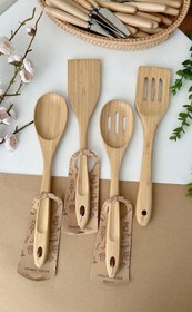 تصویر کفگیر های بامبو وارداتی - قاشقی ساده 