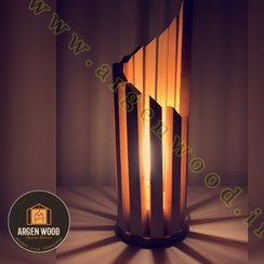 تصویر آباژور چوبی فانتزی ، مدرن و خاص طرح اسپیرال 