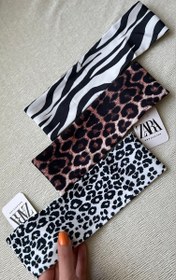 تصویر هدبند طرح دار الیزه پلنگی سفید مشکی