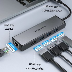 تصویر هاب USB-C لنشن مدل C25 Lention USB-C HUB C25