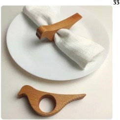 تصویر حلقه دستمال سفره طرح پرنده 